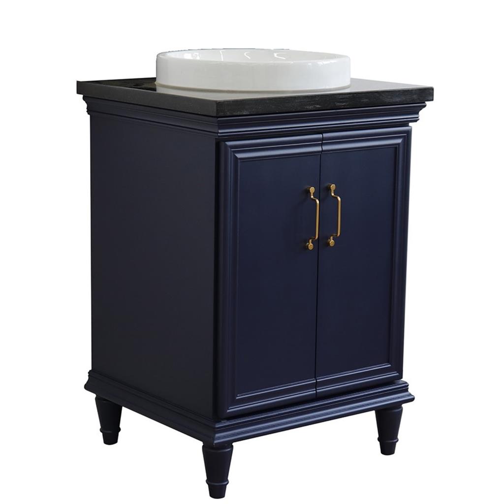 Bellaterra Forli 25" Single Vanity, Blue, Black Galaxy Granite Top/Round Sink