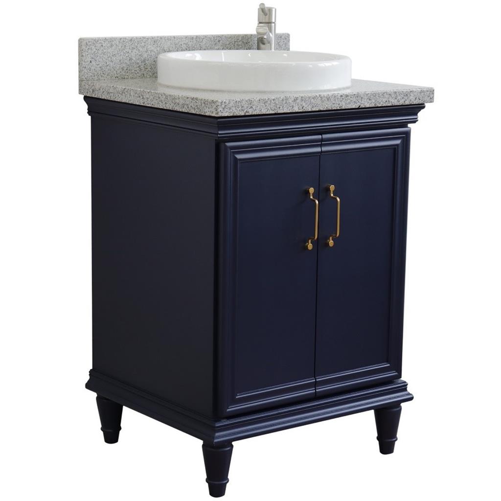 Bellaterra Forli 25" Single Vanity, Blue, Gray Granite Top/Round Sink