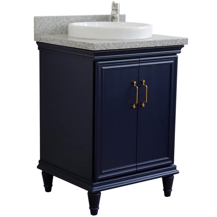 Bellaterra Forli 25" Single Vanity, Blue, Gray Granite Top/Round Sink