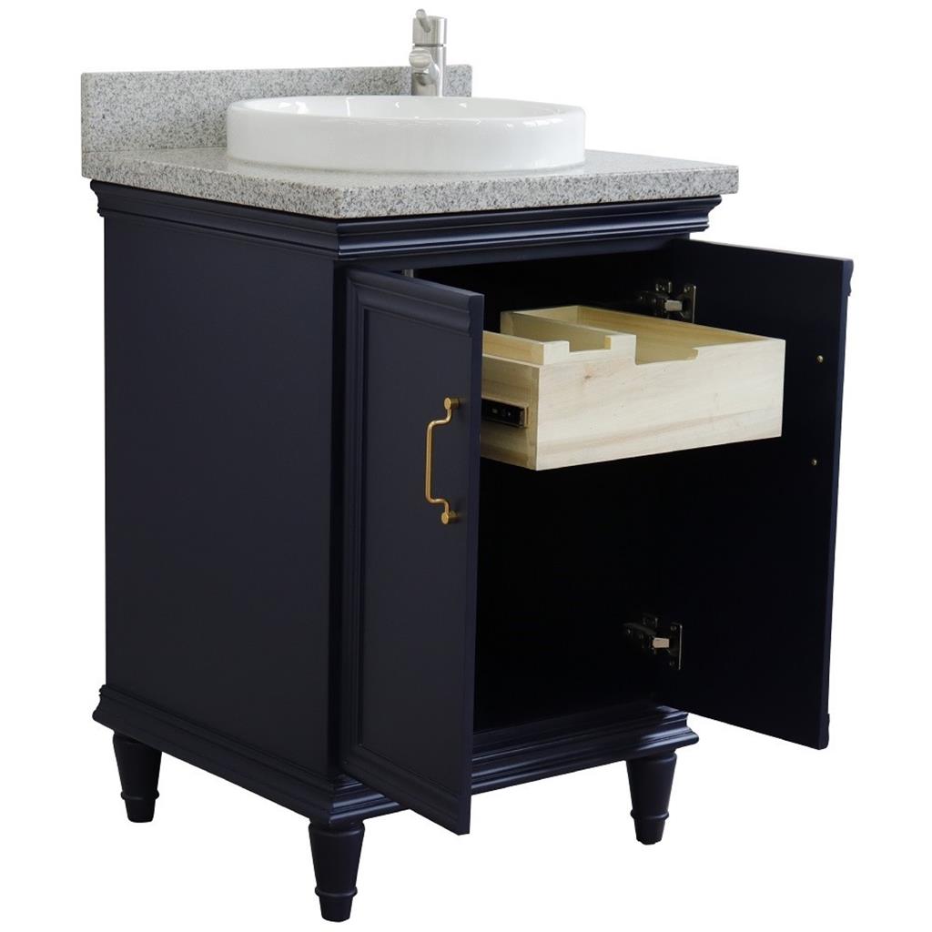 Bellaterra Forli 25" Single Vanity, Blue, Gray Granite Top/Round Sink