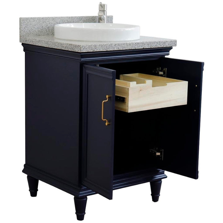 Bellaterra Forli 25" Single Vanity, Blue, Gray Granite Top/Round Sink