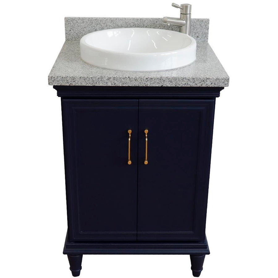 Bellaterra Forli 25" Single Vanity, Blue, Gray Granite Top/Round Sink