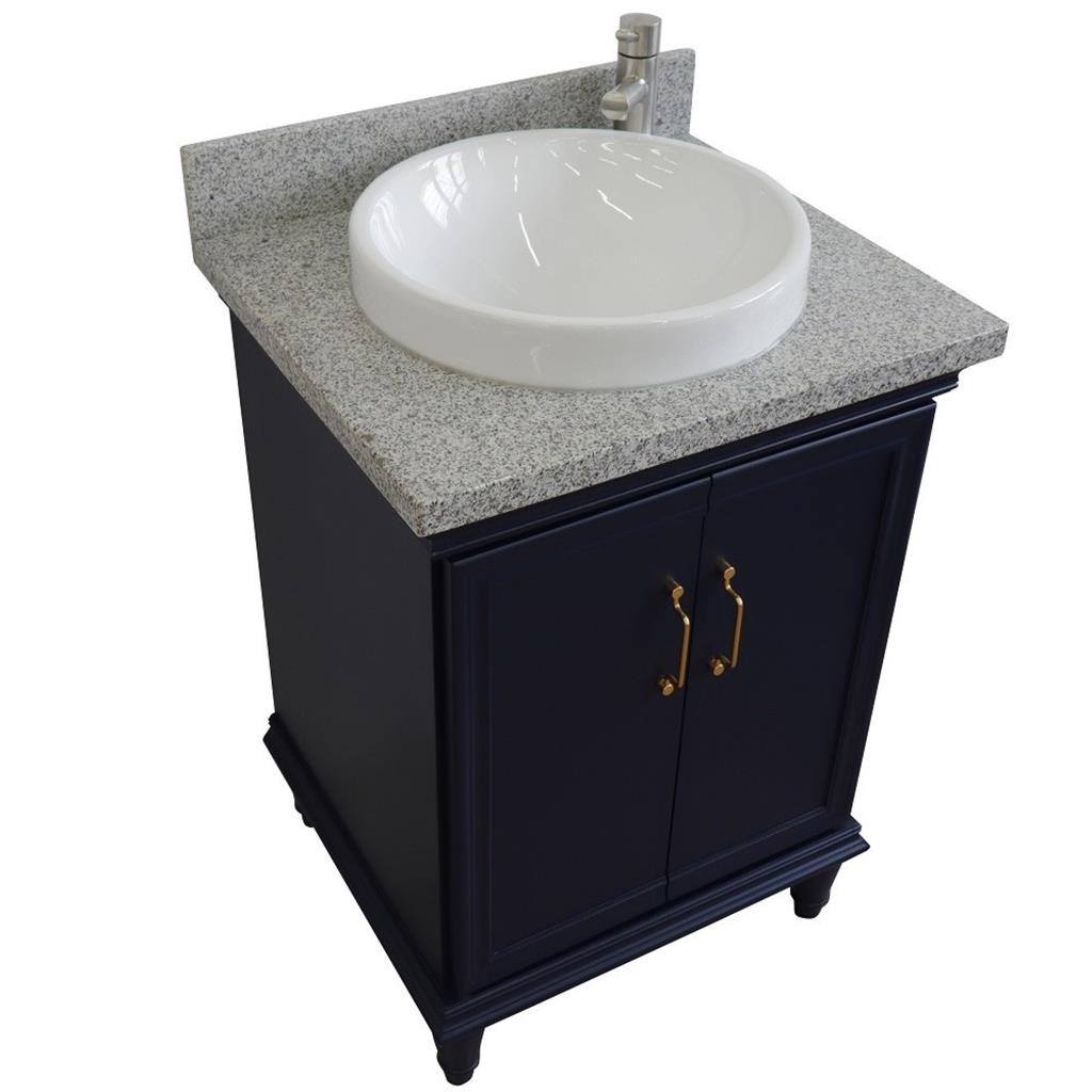 Bellaterra Forli 25" Single Vanity, Blue, Gray Granite Top/Round Sink