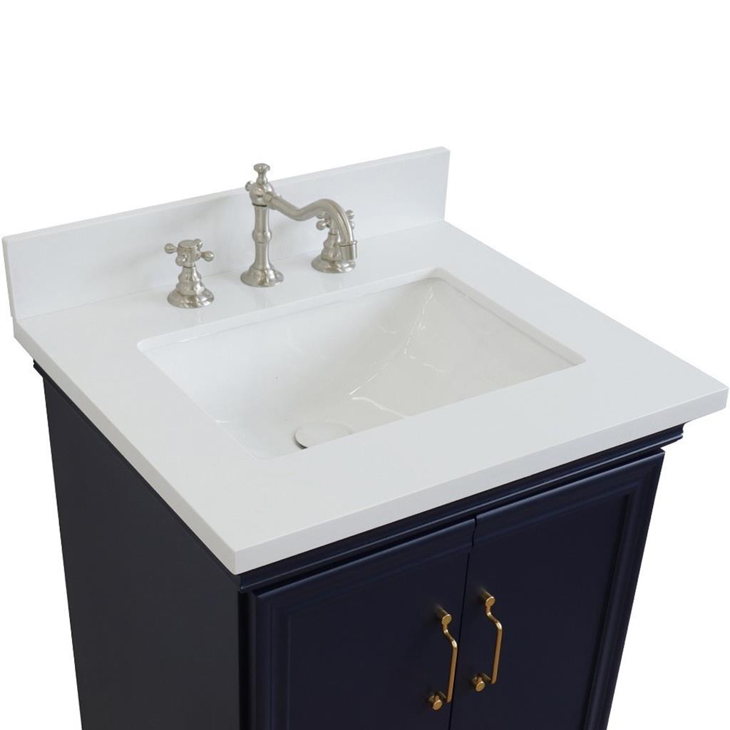 Bellaterra Forli 25" Single Vanity, Blue, White Quartz Top/Rectangle Sink