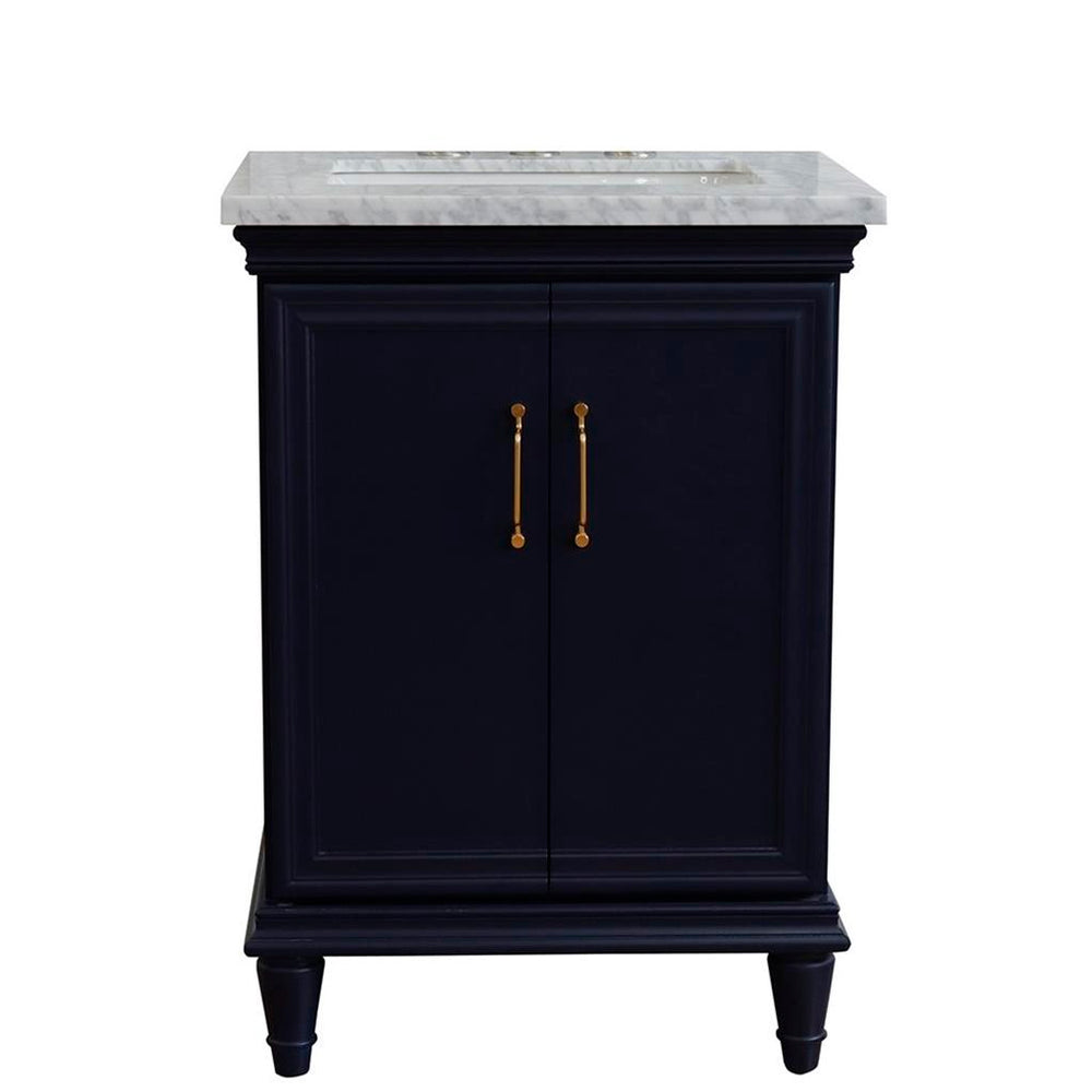 Bellaterra Forli 25" Single Vanity, Blue, White Carrara Marble Top/Rectangle Sink