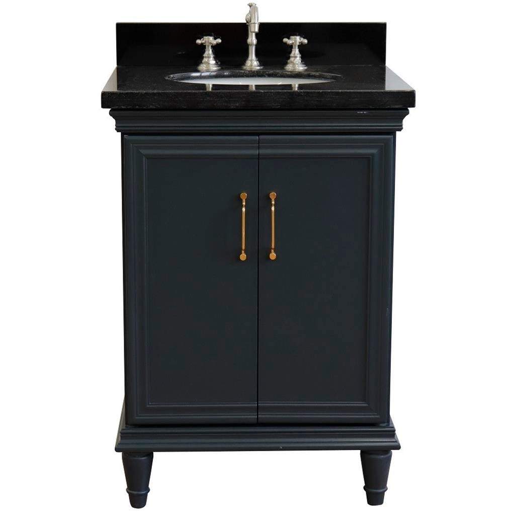 Bellaterra Forli 25" Single Vanity, Dark Gray, Black Galaxy Granite Top/Oval Sink