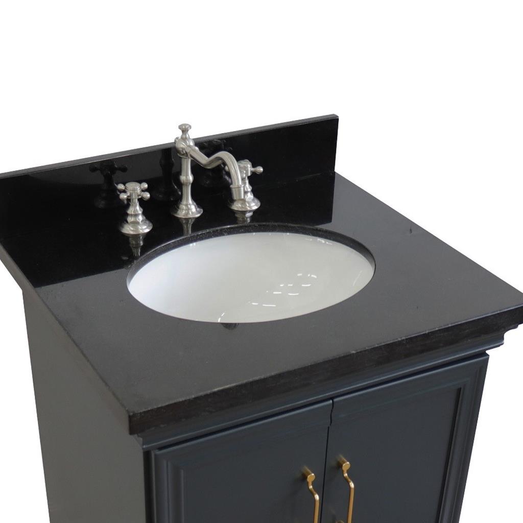 Bellaterra Forli 25" Single Vanity, Dark Gray, Black Galaxy Granite Top/Oval Sink