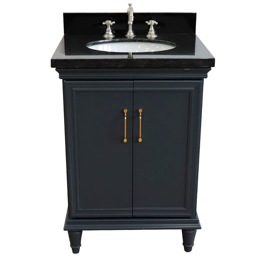 Bellaterra Forli 25" Single Vanity, Dark Gray, Black Galaxy Granite Top/Oval Sink