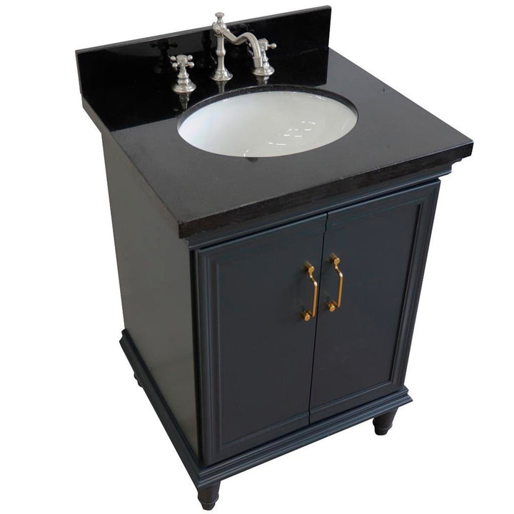 Bellaterra Forli 25" Single Vanity, Dark Gray, Black Galaxy Granite Top/Oval Sink