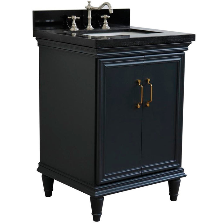 Bellaterra Forli 25" Single Vanity, Dark Gray, Black Galaxy Granite Top/Rectangle Sink