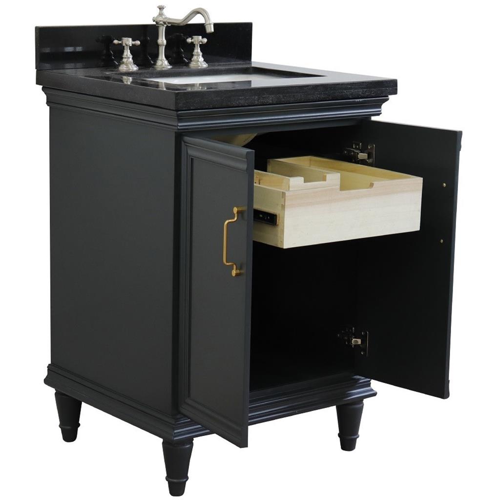 Bellaterra Forli 25" Single Vanity, Dark Gray, Black Galaxy Granite Top/Rectangle Sink