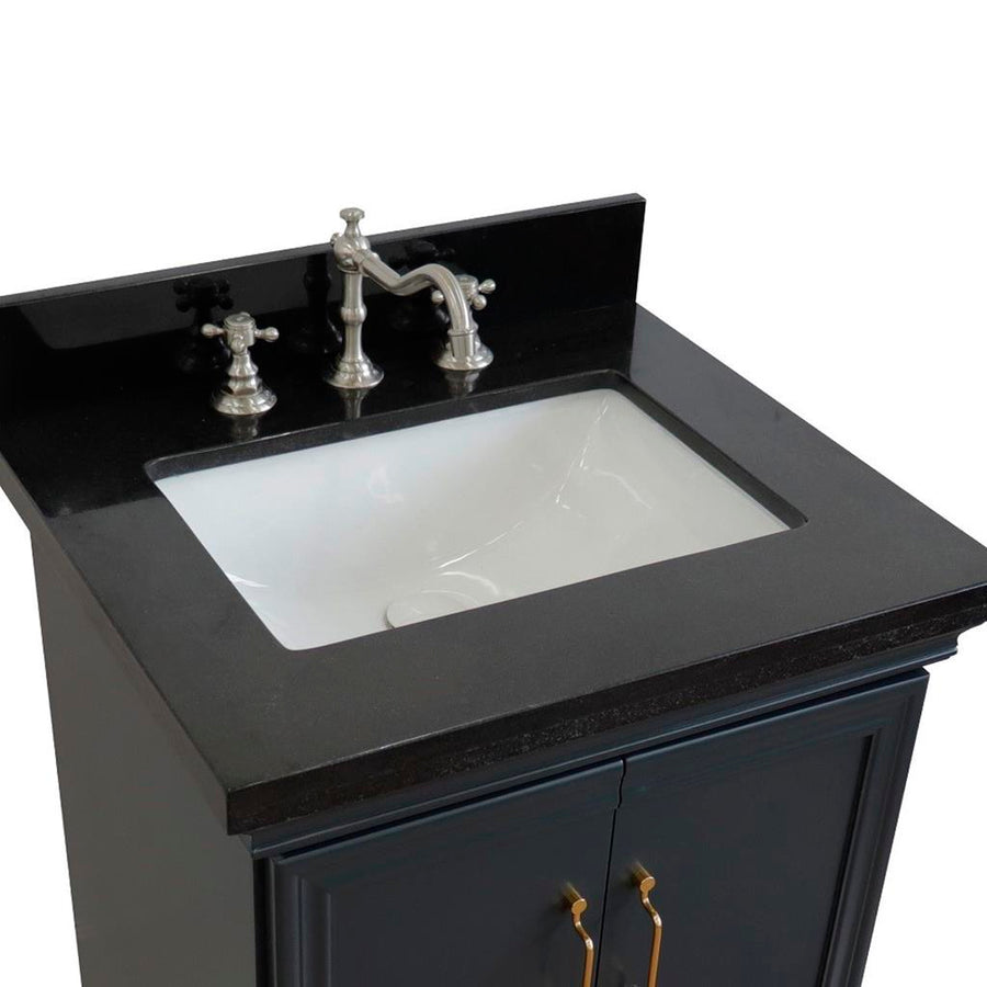 Bellaterra Forli 25" Single Vanity, Dark Gray, Black Galaxy Granite Top/Rectangle Sink