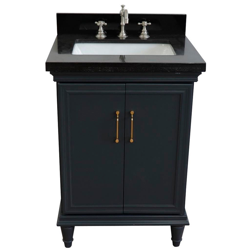 Bellaterra Forli 25" Single Vanity, Dark Gray, Black Galaxy Granite Top/Rectangle Sink