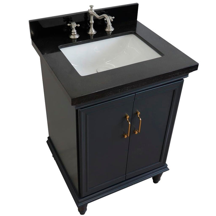 Bellaterra Forli 25" Single Vanity, Dark Gray, Black Galaxy Granite Top/Rectangle Sink