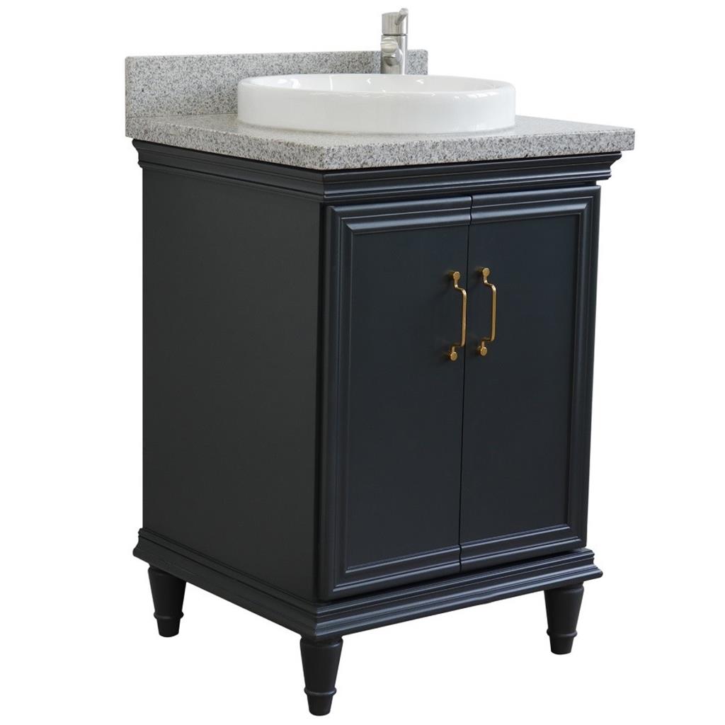 Bellaterra Forli 25" Single Vanity, Dark Gray, Gray Granite Top/Round Sink