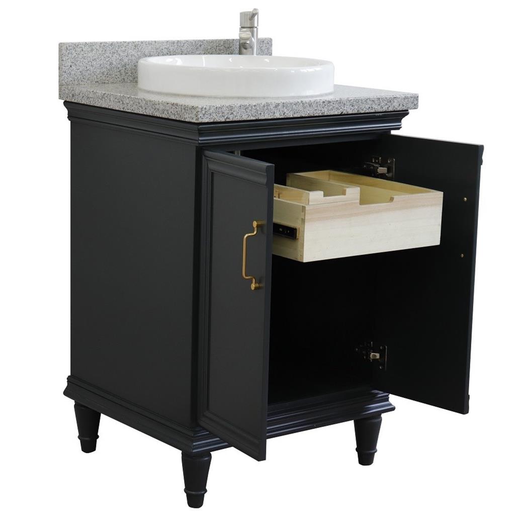 Bellaterra Forli 25" Single Vanity, Dark Gray, Gray Granite Top/Round Sink