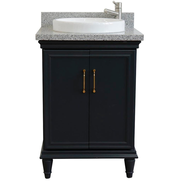 Bellaterra Forli 25" Single Vanity, Dark Gray, Gray Granite Top/Round Sink