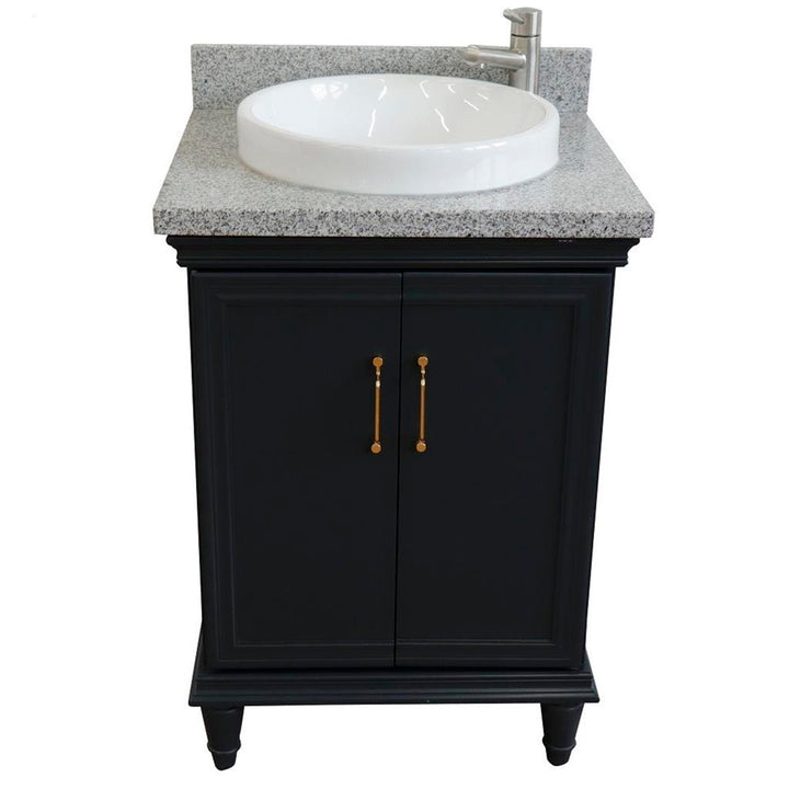 Bellaterra Forli 25" Single Vanity, Dark Gray, Gray Granite Top/Round Sink