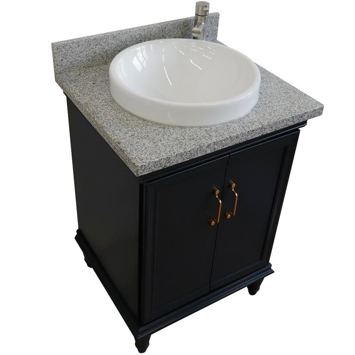 Bellaterra Forli 25" Single Vanity, Dark Gray, Gray Granite Top/Round Sink