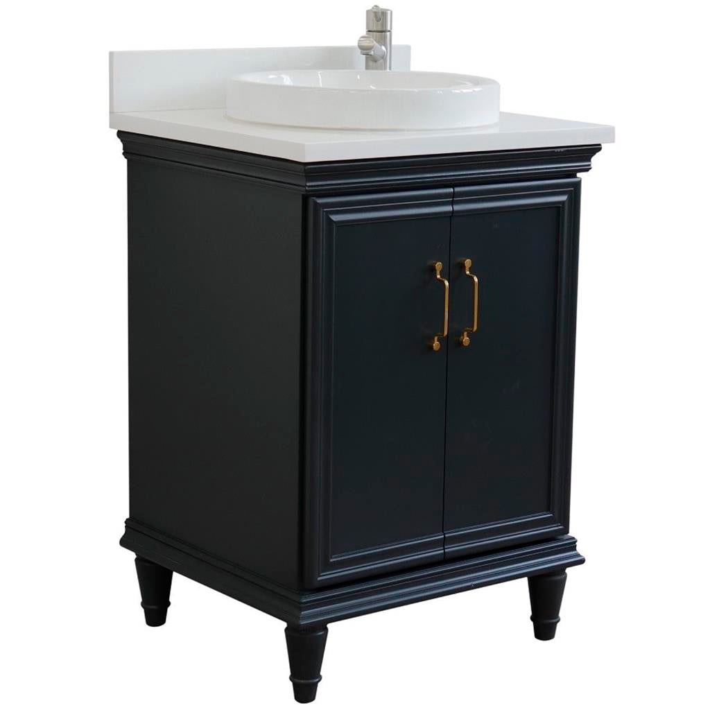 Bellaterra Forli 25" Single Vanity, Dark Gray, White Quartz Top/Round Sink