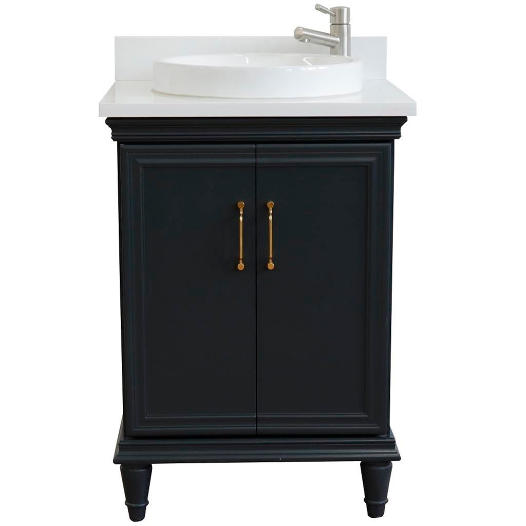 Bellaterra Forli 25" Single Vanity, Dark Gray, White Quartz Top/Round Sink