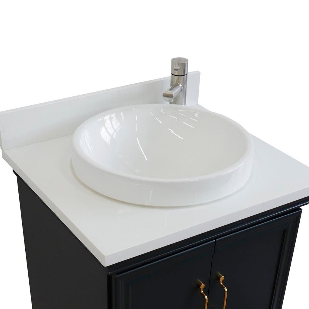 Bellaterra Forli 25" Single Vanity, Dark Gray, White Quartz Top/Round Sink