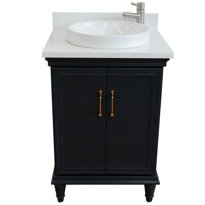 Bellaterra Forli 25" Single Vanity, Dark Gray, White Quartz Top/Round Sink