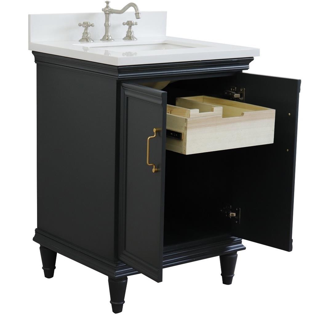 Bellaterra Forli 25" Single Vanity, Dark Gray, White Quartz Top/Rectangle Sink