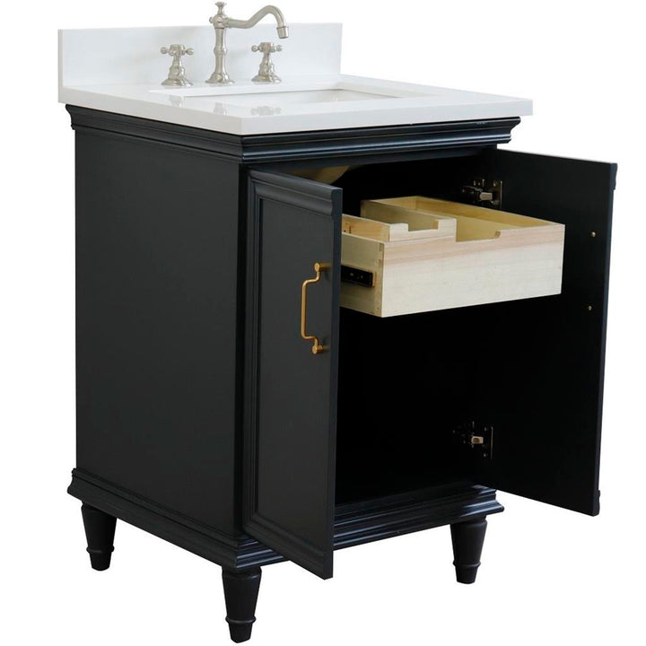 Bellaterra Forli 25" Single Vanity, Dark Gray, White Quartz Top/Rectangle Sink