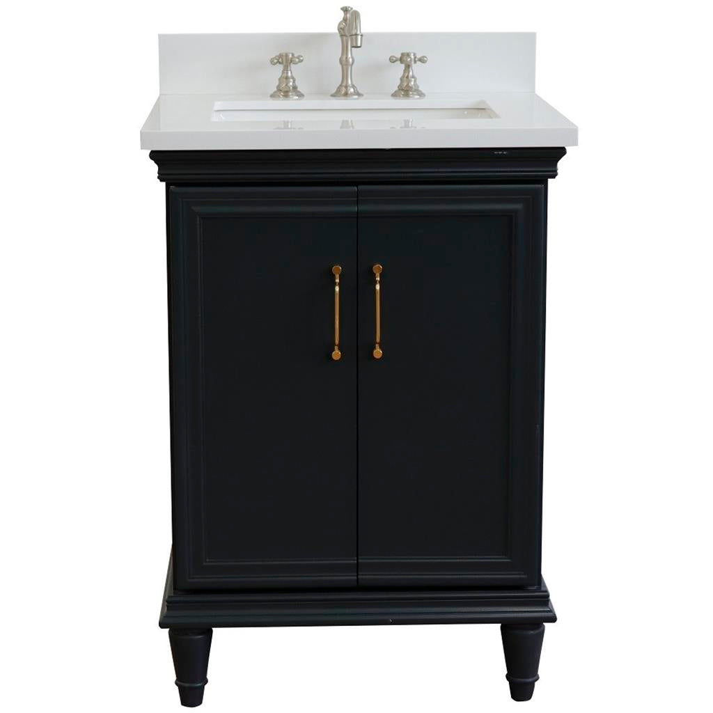 Bellaterra Forli 25" Single Vanity, Dark Gray, White Quartz Top/Rectangle Sink