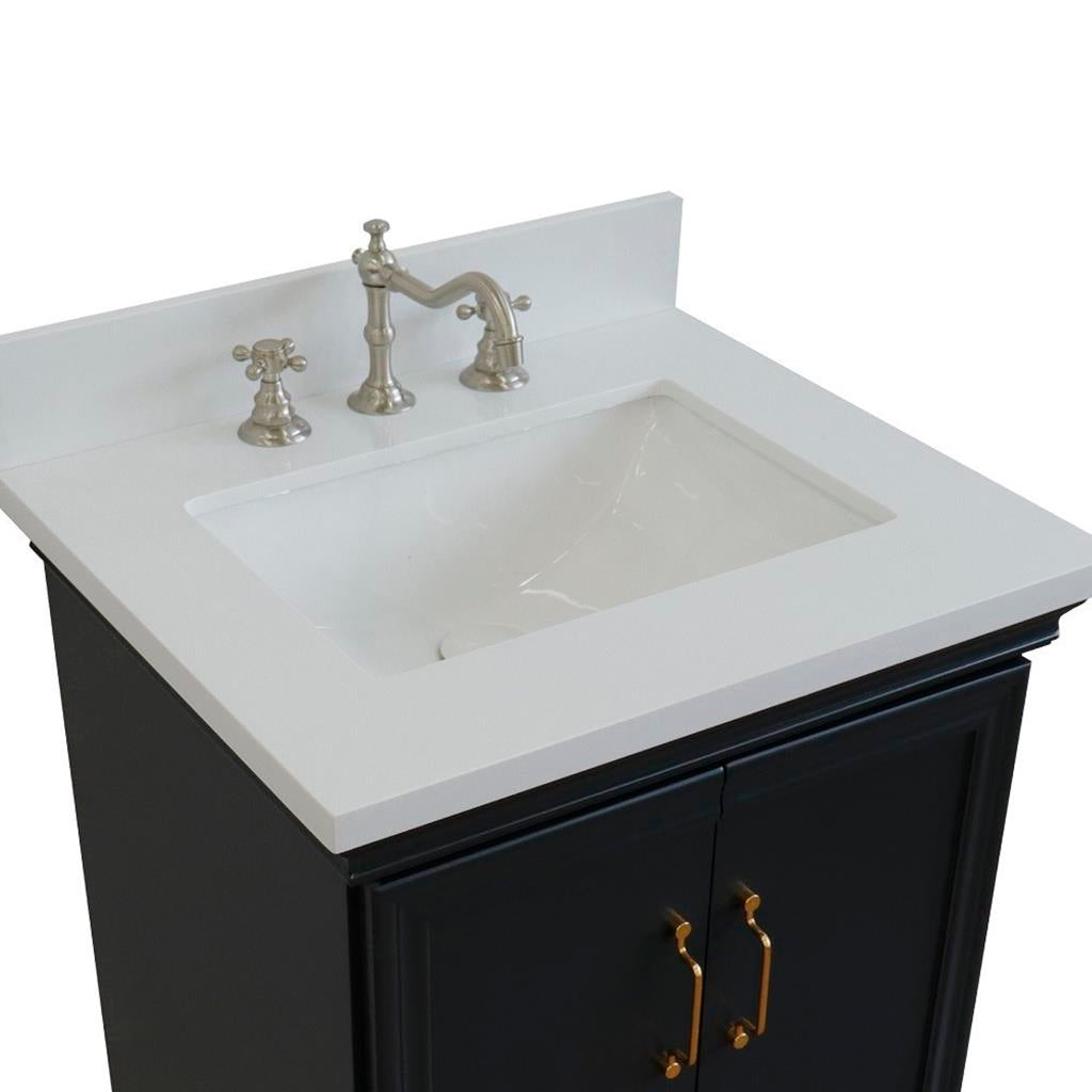 Bellaterra Forli 25" Single Vanity, Dark Gray, White Quartz Top/Rectangle Sink