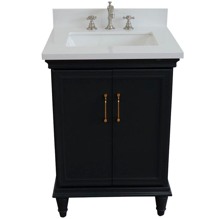 Bellaterra Forli 25" Single Vanity, Dark Gray, White Quartz Top/Rectangle Sink