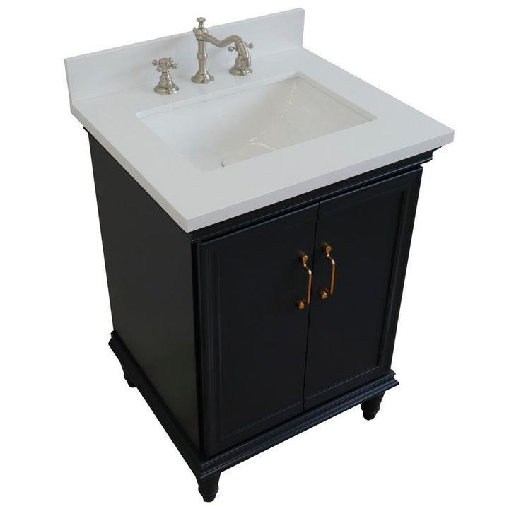 Bellaterra Forli 25" Single Vanity, Dark Gray, White Quartz Top/Rectangle Sink