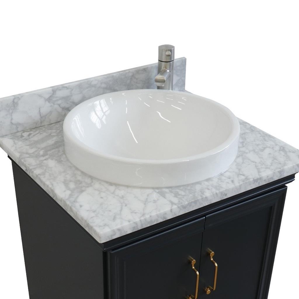 Bellaterra Forli 25" Single Vanity, Dark Gray, White Carrara Marble Top/Round Sink