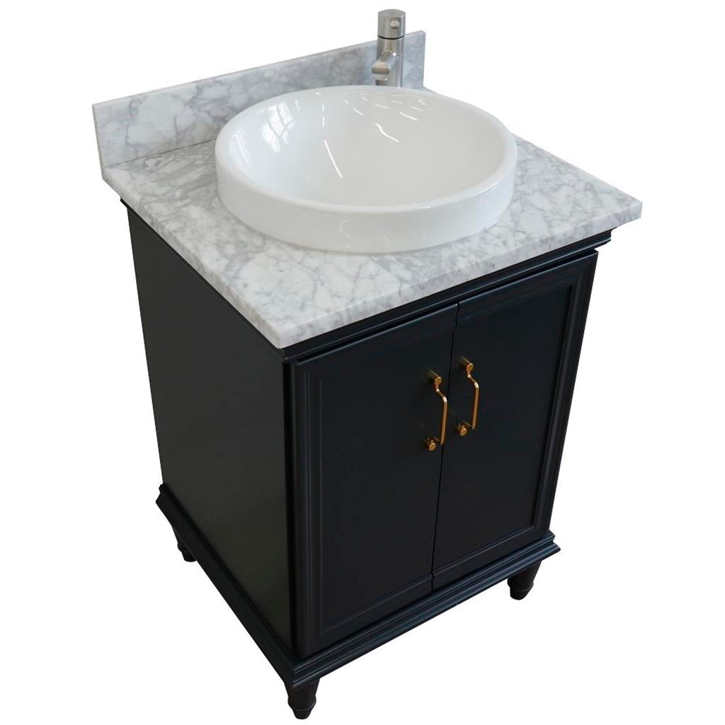 Bellaterra Forli 25" Single Vanity, Dark Gray, White Carrara Marble Top/Round Sink