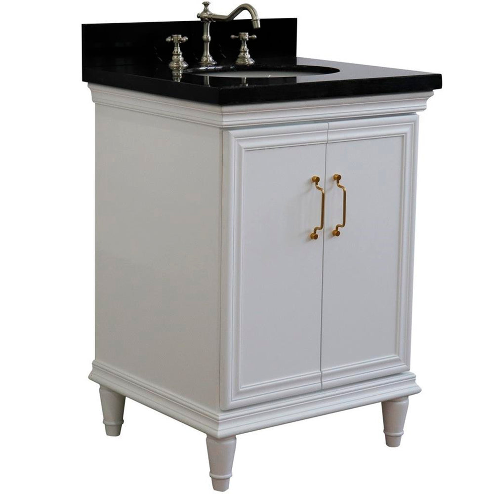 Bellaterra Home Forli 24" White Vanity, Oval Sink Black Galaxy Granite#top-options_black-galaxy-granite