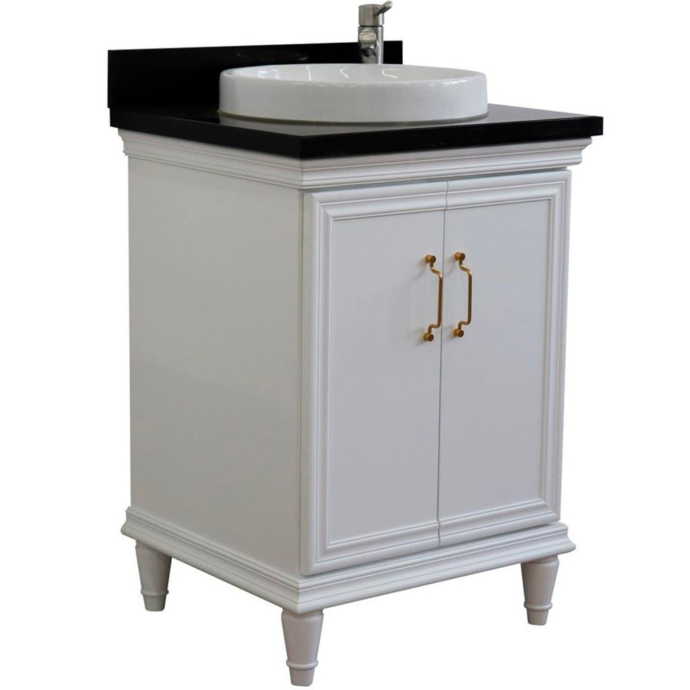 Bellaterra Home Forli 24" White Vanity, Round Sink Black Galaxy Granite#top-options_black-galaxy-granite