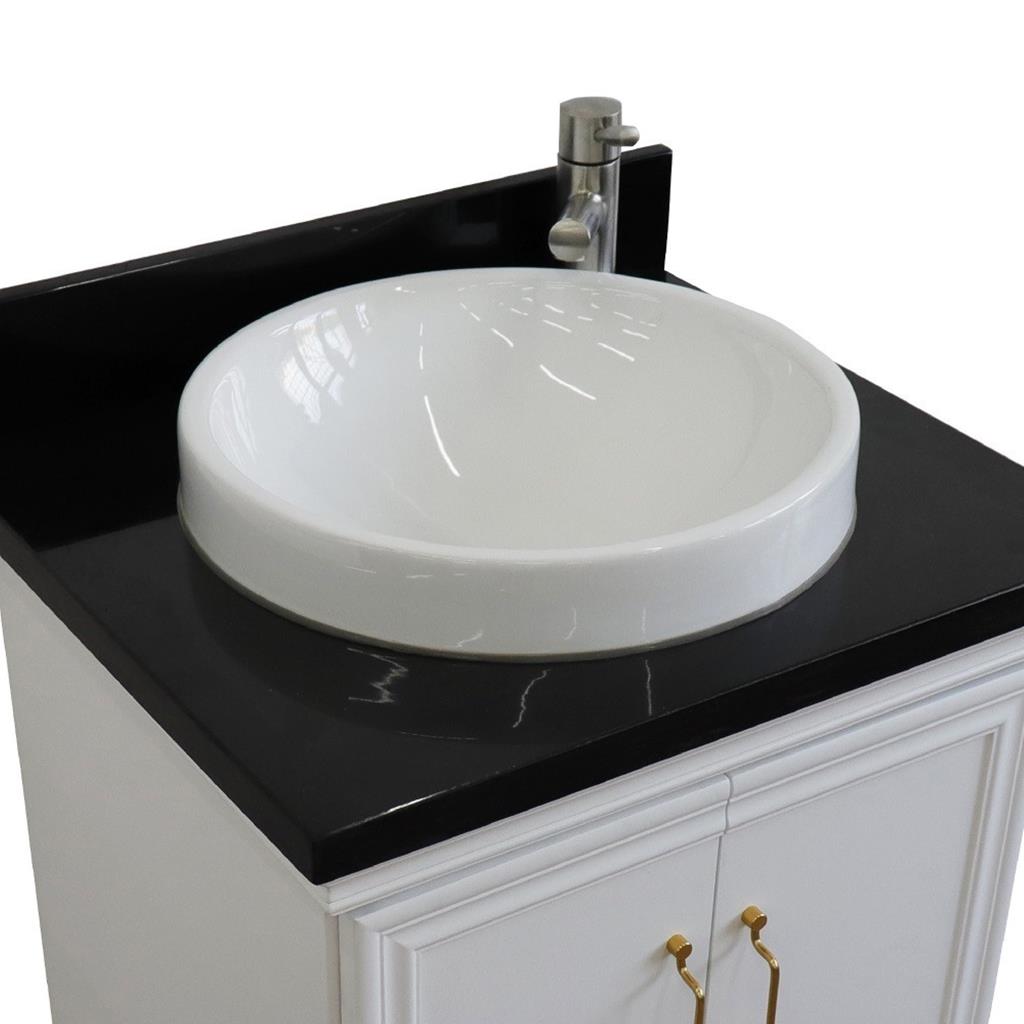 Bellaterra Forli 25" Single Vanity, White, Black Galaxy Granite Top/Round Sink