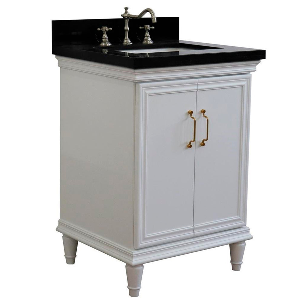 Bellaterra Home Forli 24" White Vanity, Rectangle Sink Black Galaxy Granite#top-options_black-galaxy-granite