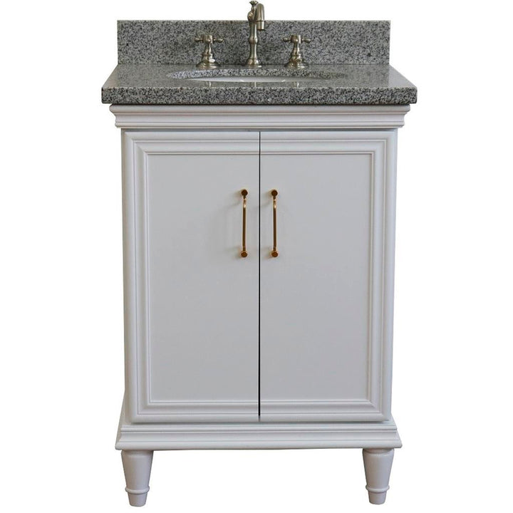 Bellaterra Forli 25" Single Vanity, White, Gray Granite Top/Oval Sink