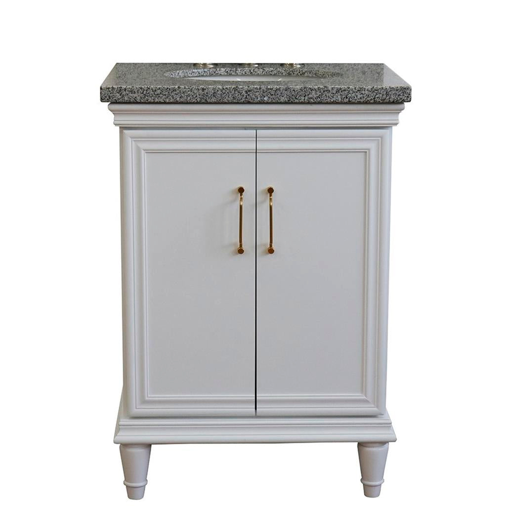 Bellaterra Forli 25" Single Vanity, White, Gray Granite Top/Oval Sink