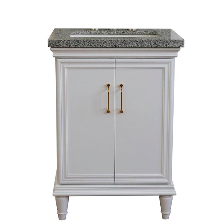 Bellaterra Forli 25" Single Vanity, White, Gray Granite Top/Rectangle Sink