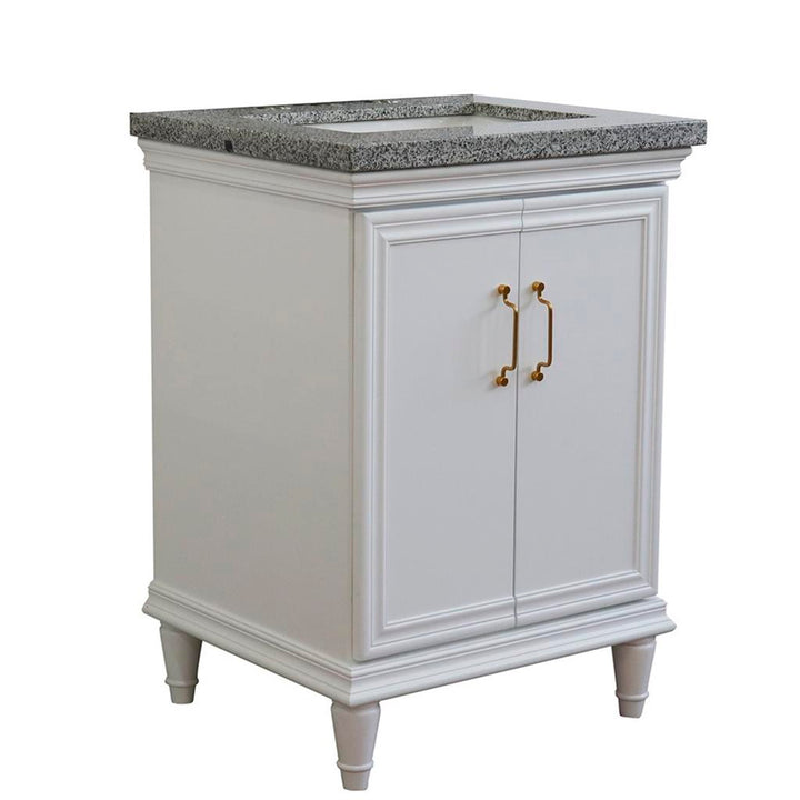 Bellaterra Forli 25" Single Vanity, White, Gray Granite Top/Rectangle Sink