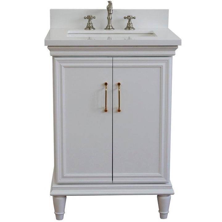 Bellaterra Forli 25" Single Vanity, White, White Quartz Top/Rectangle Sink