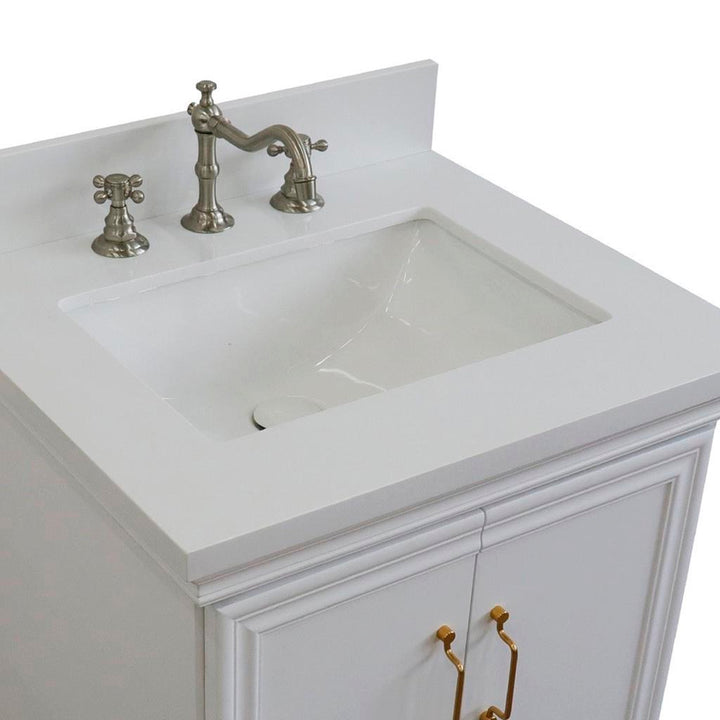 Bellaterra Forli 25" Single Vanity, White, White Quartz Top/Rectangle Sink