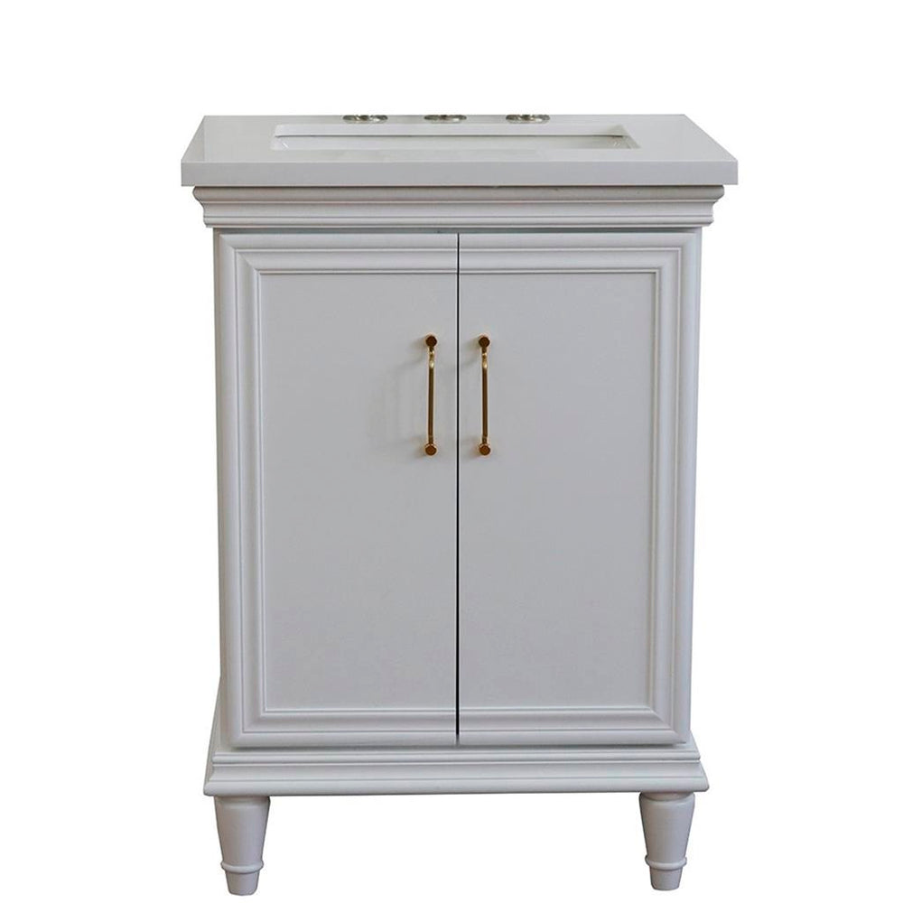 Bellaterra Forli 25" Single Vanity, White, White Quartz Top/Rectangle Sink