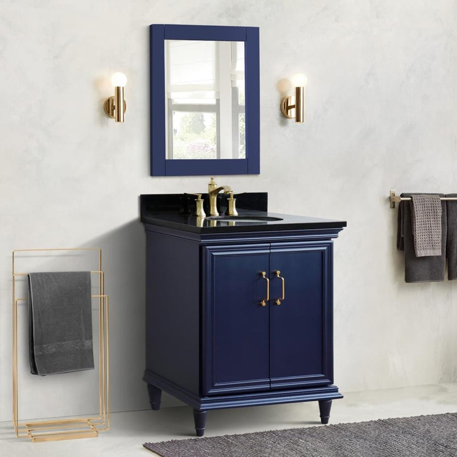 Bellaterra Home Forli 30" Blue Vanity, Oval Sink Black Galaxy Granite#top-options_black-galaxy-granite