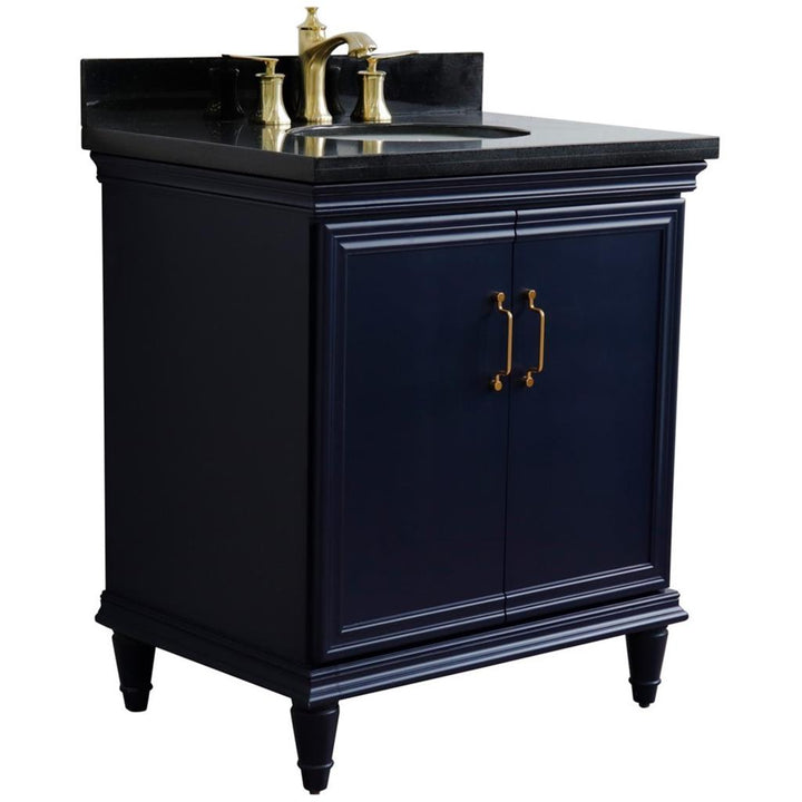 Bellaterra Forli 31" Single Vanity, Blue, Black Galaxy Granite Top/Oval Sink