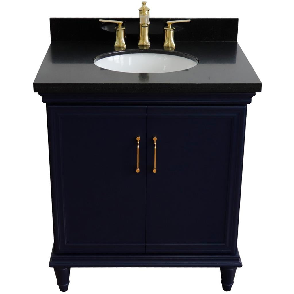 Bellaterra Forli 31" Single Vanity, Blue, Black Galaxy Granite Top/Oval Sink