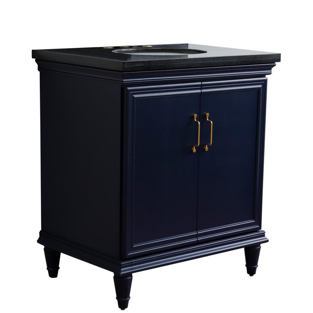 Bellaterra Forli 31" Single Vanity, Blue, Black Galaxy Granite Top/Oval Sink